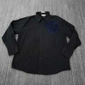 Eighty Eight Shirt Men Button Up Eagle Black Long Sleeve Vintage Cotton 2XL